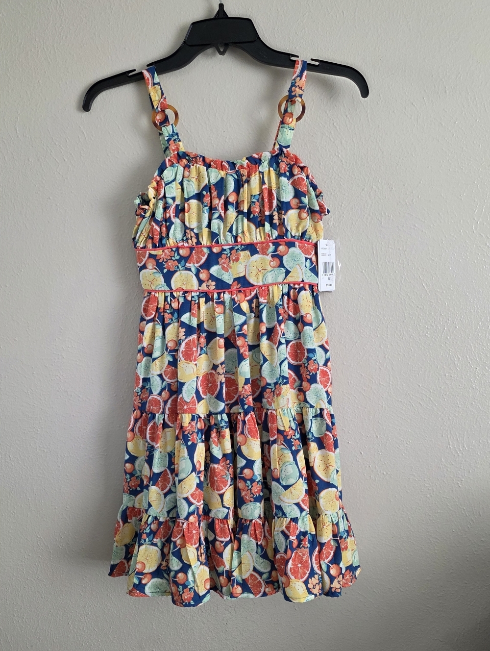 Speechless Navy Citrus-Print Tiered Sundress for Girls